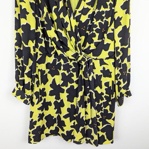Diane von Furstenberg Dora Lily Silk Faux‎ Wrap Dress in Dove Bloom Acid Lime - Picture 5 of 10